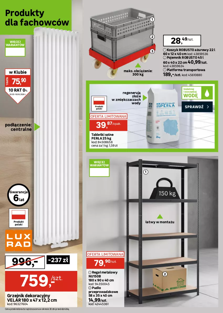Gazetka promocyjna Leroy Merlin - Gazetka Leroy Merlin - ważna 20.05 do 16.06.2026 - strona 32 - produkty: Fa, Grzejnik, Kosz, Mop, Perła, Płytka, Pojemnik, Por, Regał, Regał metalowy, Sport, Tablet, Top, Tran