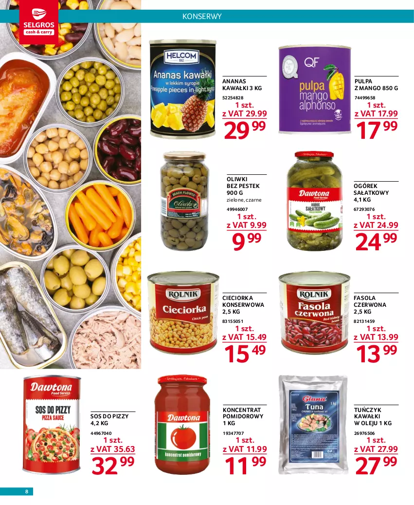 Gazetka promocyjna Selgros - Oferta gastronomiczna - ważna 19.01 do 01.02.2023 - strona 8 - produkty: Ananas, Cieciorka, Fa, Fasola, Kawa, Koncentrat pomidorowy, Mango, Ogórek, Olej, Oliwki, Orka, Sałat, Ser, Sos, Sos do pizzy, Stek, Tuńczyk