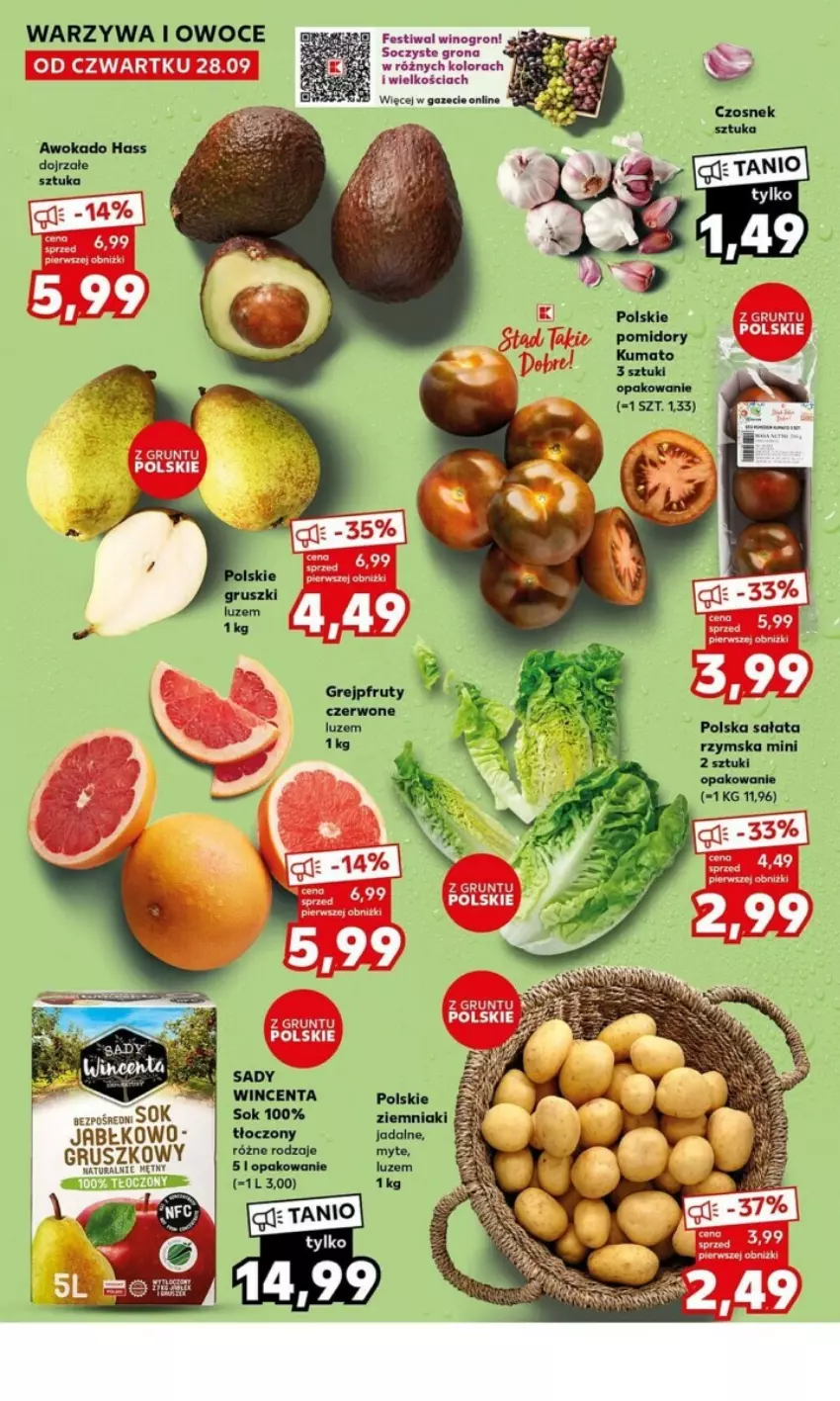 Gazetka promocyjna Kaufland - ważna 02.10 do 04.10.2023 - strona 11 - produkty: Czosnek, Grejpfrut, Pomidory, Sałat, Warzywa, Wino, Ziemniaki