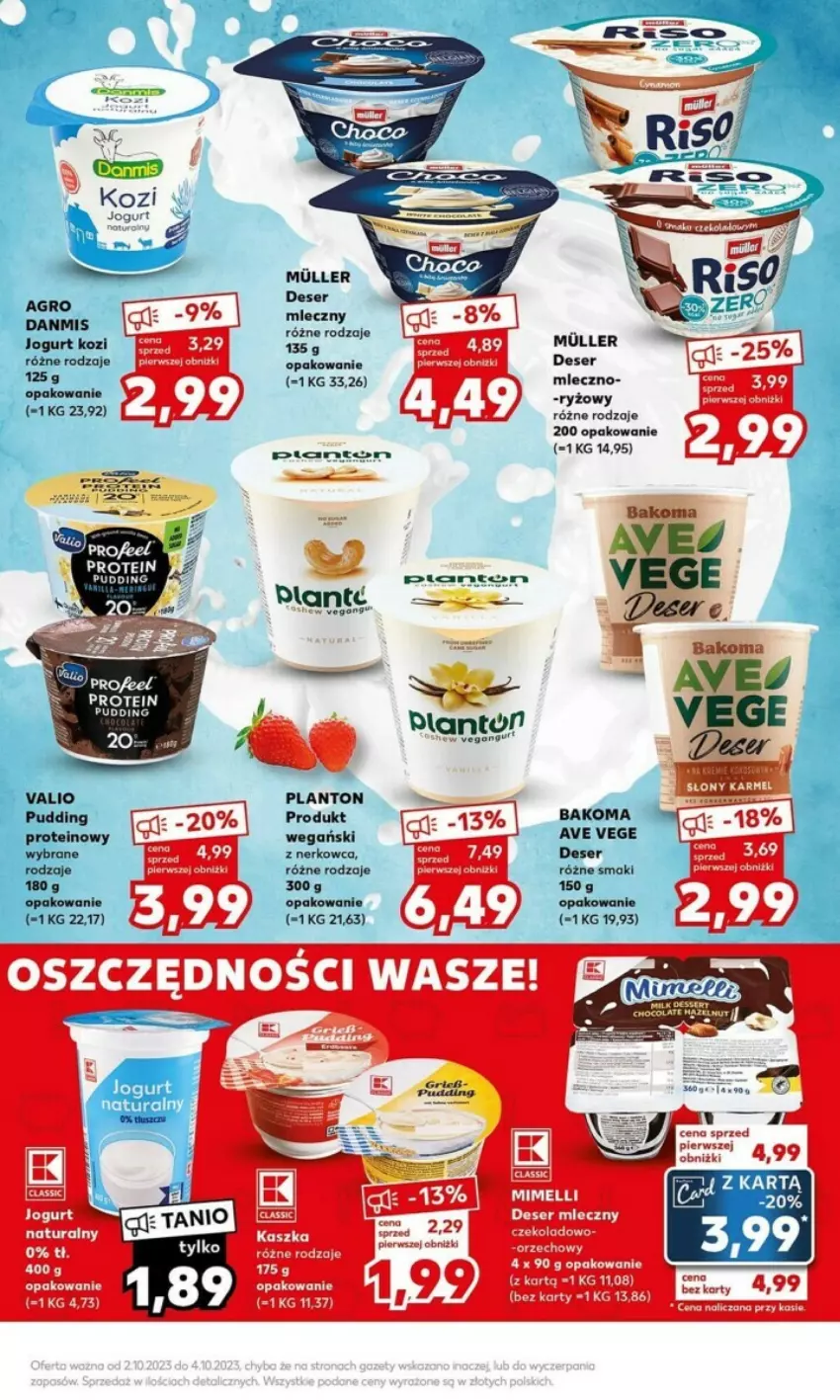 Gazetka promocyjna Kaufland - ważna 02.10 do 04.10.2023 - strona 3 - produkty: Bakoma, Deser, Deser mleczny, Fa, Jogurt, Jogurt naturalny, Kasia, Pudding, Ryż, Ser, Waga