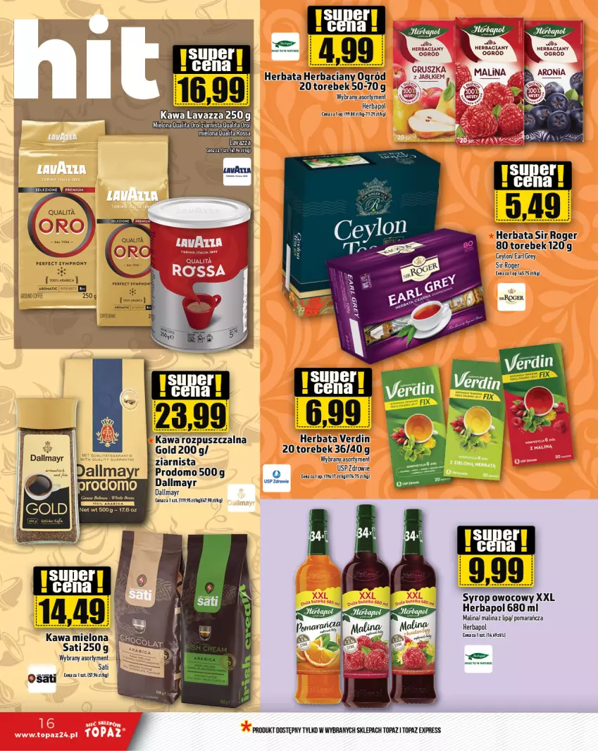 Gazetka promocyjna Topaz - Gazetka - ważna 14.03 do 20.03.2024 - strona 16 - produkty: BIC, Dallmayr, Earl Grey, Herbapol, Herbata, Kawa, Kawa mielona, Ogród, Sati, Syrop, Top, Zdrowie