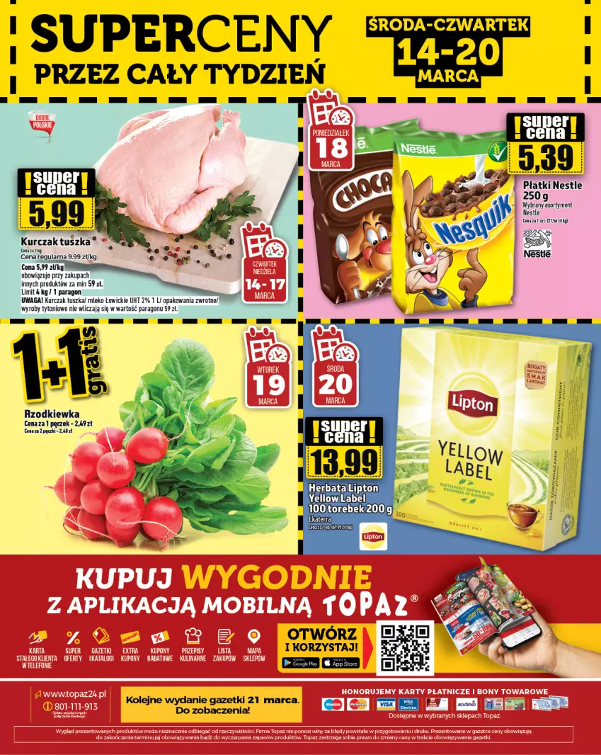 Gazetka promocyjna Topaz - Gazetka - ważna 14.03 do 20.03.2024 - strona 24 - produkty: Fa, Herbata, K2, Kurczak, Lipton, Mleko, Olej, Rzodkiewka, Tusz, Waga