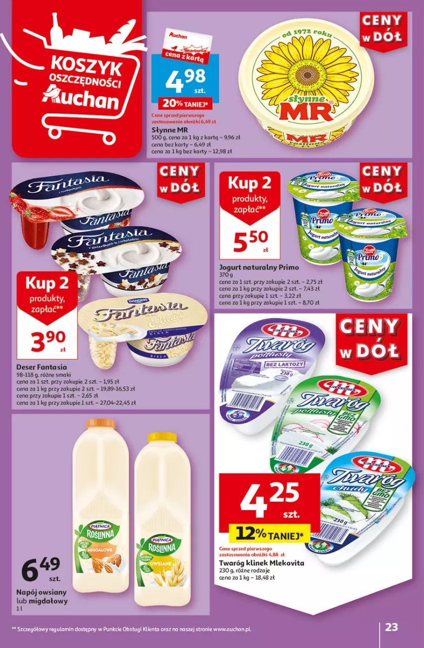 Gazetka promocyjna Auchan - Gazetka CENY W DÓŁ Hipermarket Auchan - ważna 31.05 do 05.06.2024 - strona 23 - produkty: Deser, Fa, Fanta, Mleko, Mlekovita, Napój, Ser, Słynne, Twaróg