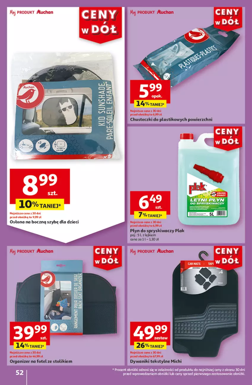 Gazetka promocyjna Auchan - Gazetka CENY W DÓŁ Hipermarket Auchan - ważna 31.05 do 05.06.2024 - strona 52 - produkty: Chusteczki, Dywan, Dywanik, Dzieci, Fa, Fotel, Organizer, Płyn do spryskiwaczy, Stolik