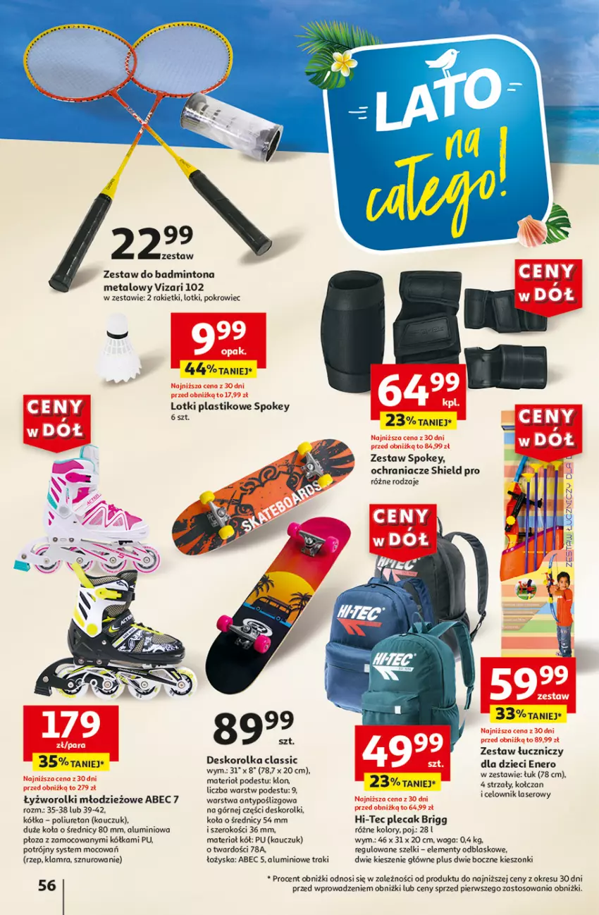 Gazetka promocyjna Auchan - Gazetka CENY W DÓŁ Hipermarket Auchan - ważna 31.05 do 05.06.2024 - strona 56 - produkty: Deskorolka, Dzieci, Hi-Tec, Ochraniacze, Plecak, Pokrowiec, Rolki, Waga, Znicz