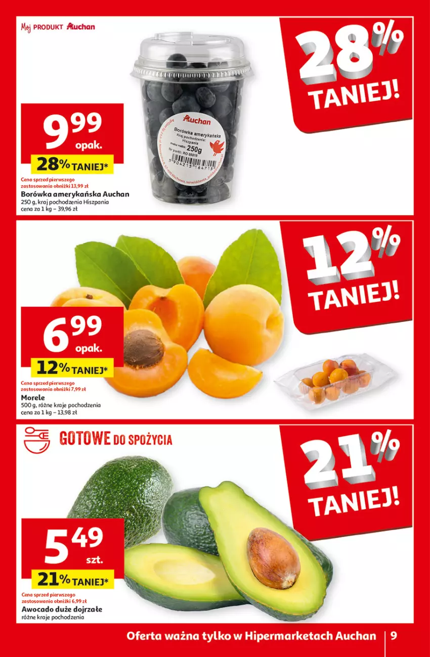 Gazetka promocyjna Auchan - Gazetka CENY W DÓŁ Hipermarket Auchan - ważna 31.05 do 05.06.2024 - strona 9 - produkty: Borówka, Borówka amerykańska