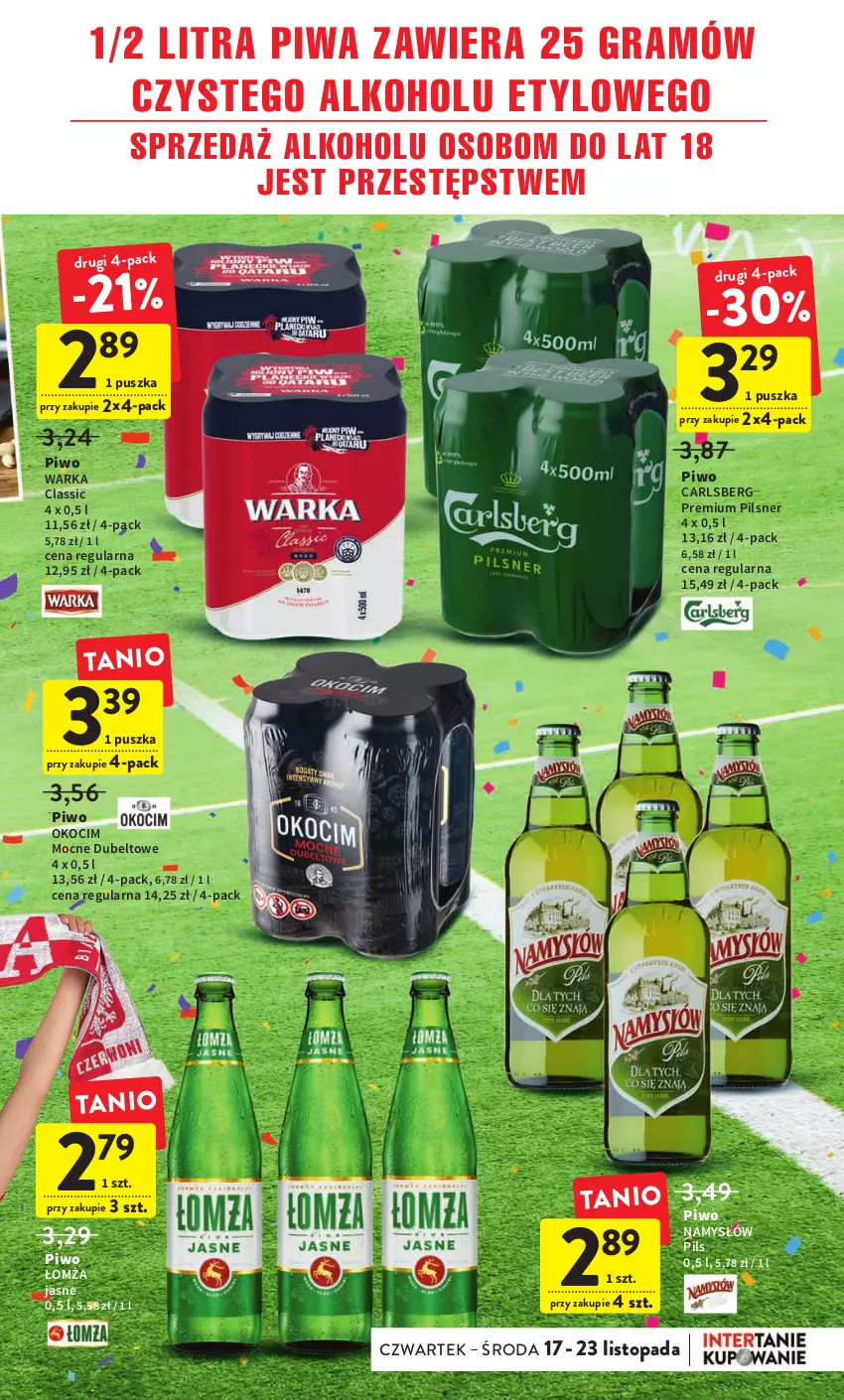 Gazetka promocyjna Intermarche - Gazetka Intermarche - ważna 17.11 do 23.11.2022 - strona 3 - produkty: Carlsberg, Gra, Koc, Namysłów, Okocim, Piwa, Piwo, Top, Warka