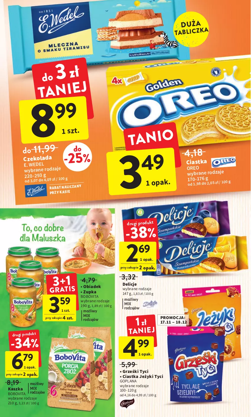 Gazetka promocyjna Intermarche - Gazetka Intermarche - ważna 17.11 do 23.11.2022 - strona 32 - produkty: BoboVita, Ciastka, Czekolada, Delicje, E. Wedel, Goplana, Grześki, Jeżyki, LANA, Oreo