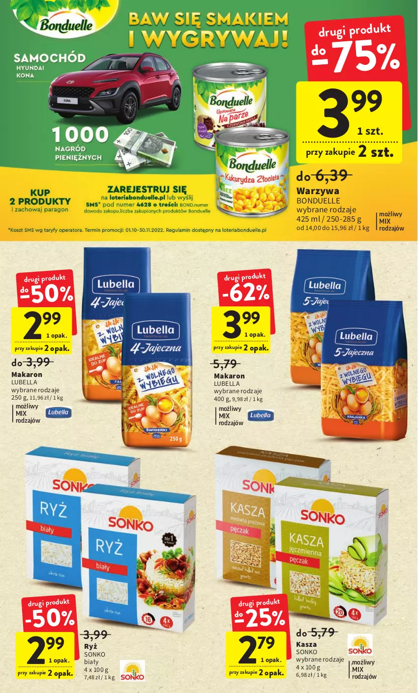 Gazetka promocyjna Intermarche - Gazetka Intermarche - ważna 17.11 do 23.11.2022 - strona 34 - produkty: Bell, Bella, Bonduelle, Kasza, Lubella, Makaron, Ryż, Sonko, Warzywa