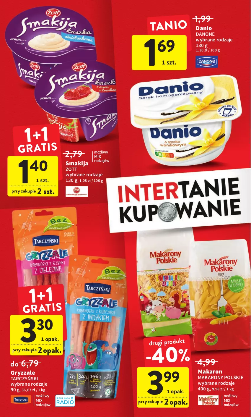 Gazetka promocyjna Intermarche - Gazetka Intermarche - ważna 17.11 do 23.11.2022 - strona 6 - produkty: Danio, Danone, Gry, Makaron, Smakija, Tarczyński, Zott