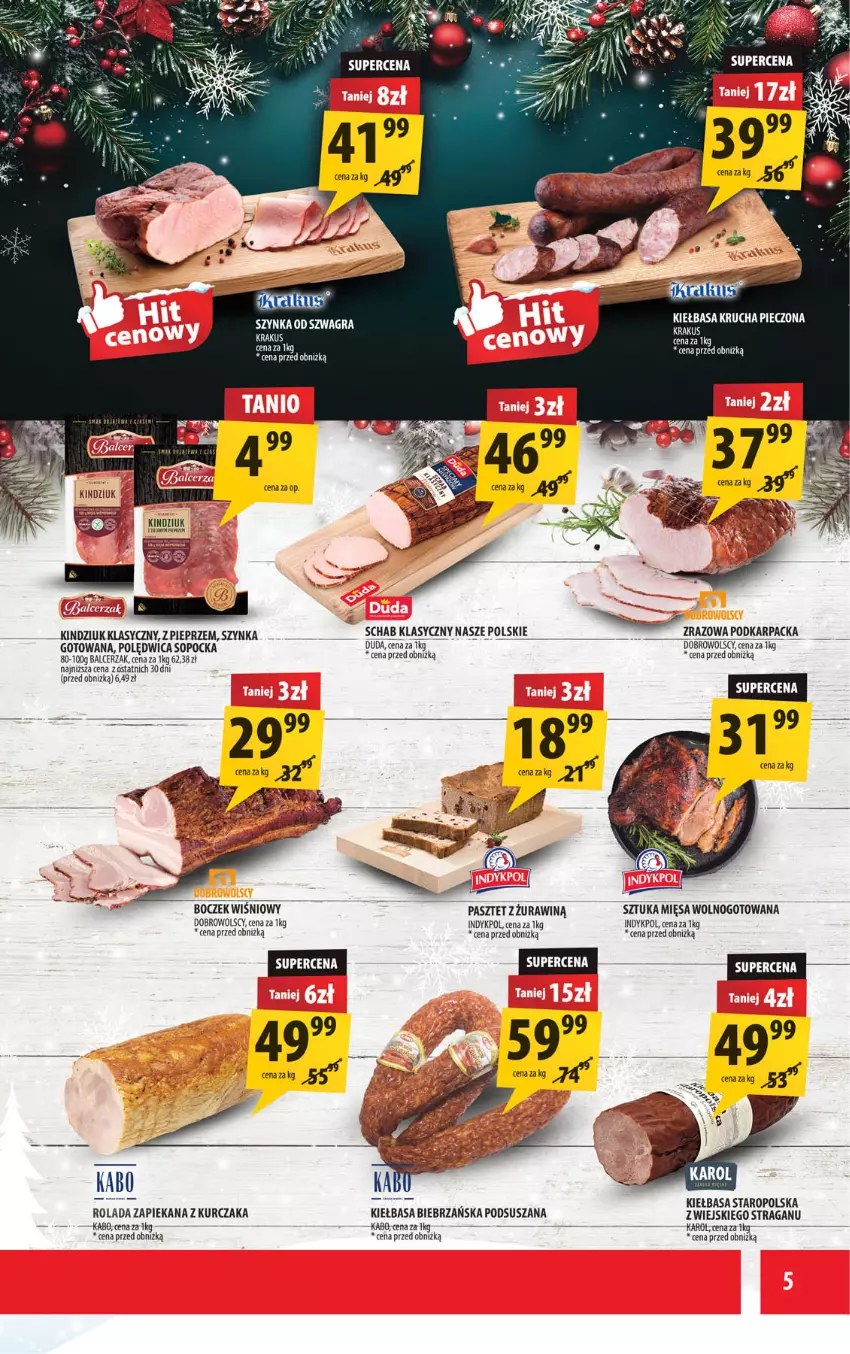 Gazetka promocyjna Arhelan - Gazetka - ważna 15.12 do 28.12.2025 - strona 5 - produkty: Boczek, Duda, Karp, Kiełbasa, Kindziuk, Krakus, LG, Pasztet, Pieprz, Polędwica, Rolada, Szynka