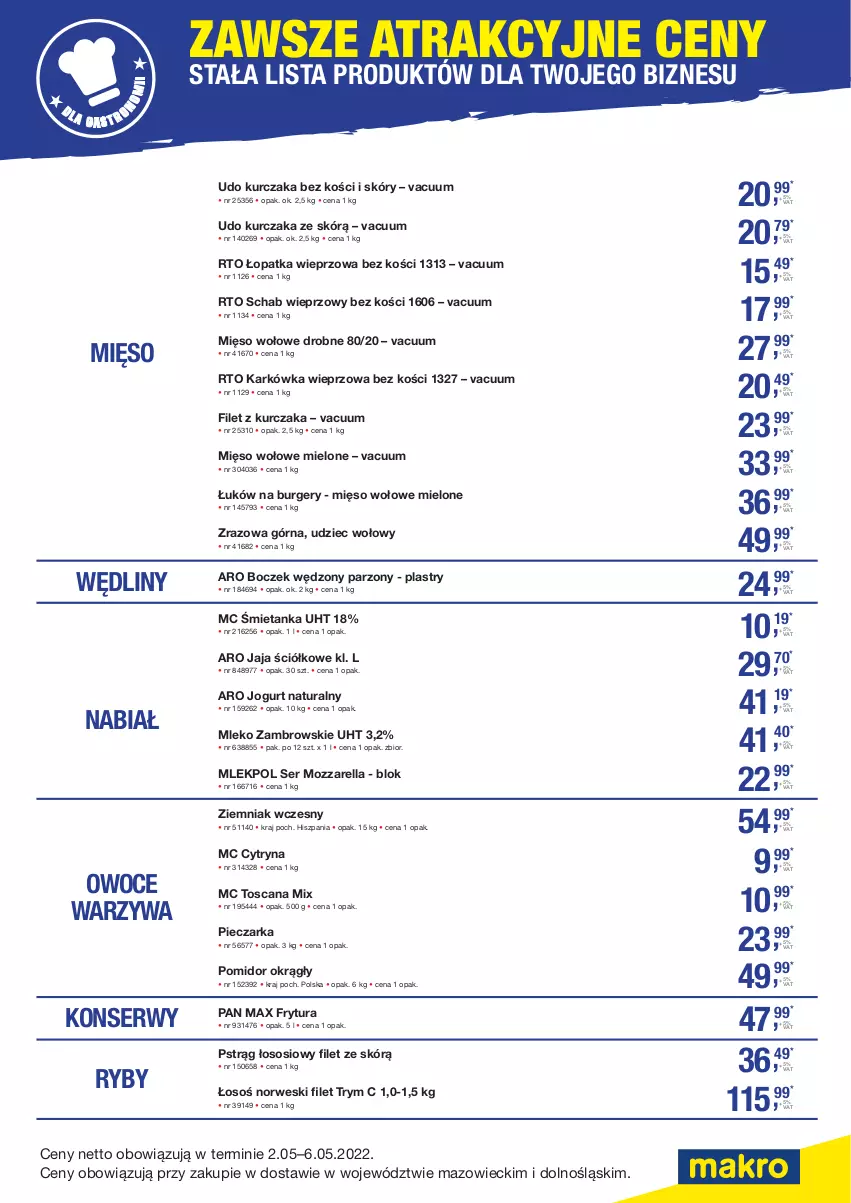 Gazetka promocyjna Makro - [Oferta specjalna] Dostawa - TOP20 produktów - ważna 02.05 do 06.05.2022 - strona 1 - produkty: Boczek, Burger, Jaja, Jogurt, Jogurt naturalny, Karkówka wieprzowa, Kurczak, Mięso, Mięso wołowe, Mleko, Mozzarella, Owoce, Piec, Pieczarka, Pstrąg, Pstrąg łososiowy, Schab wieprzowy, Ser, Sos, Udziec wołowy, Warzywa