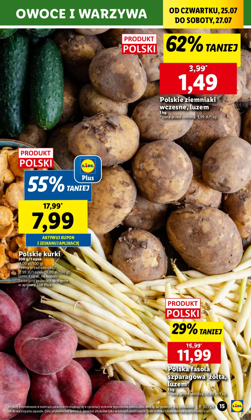 Gazetka promocyjna Lidl - GAZETKA - ważna 25.07 do 27.07.2024 - strona 17 - produkty: Fa, Fasola, Fasola szparagowa, Owoce, Warzywa, Ziemniaki