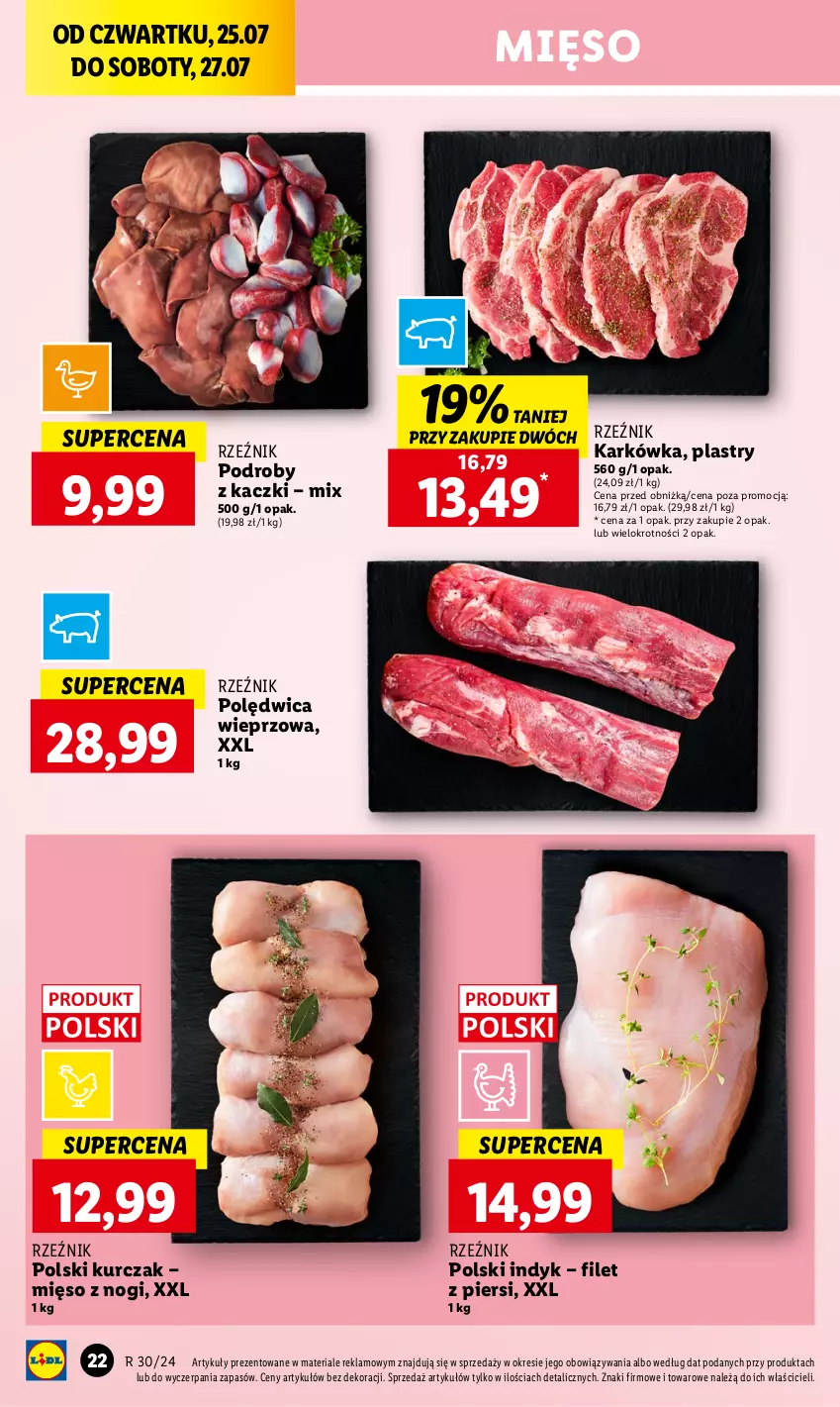 Gazetka promocyjna Lidl - GAZETKA - ważna 25.07 do 27.07.2024 - strona 24 - produkty: Kurczak, Mięso, Podroby z kaczki, Polędwica