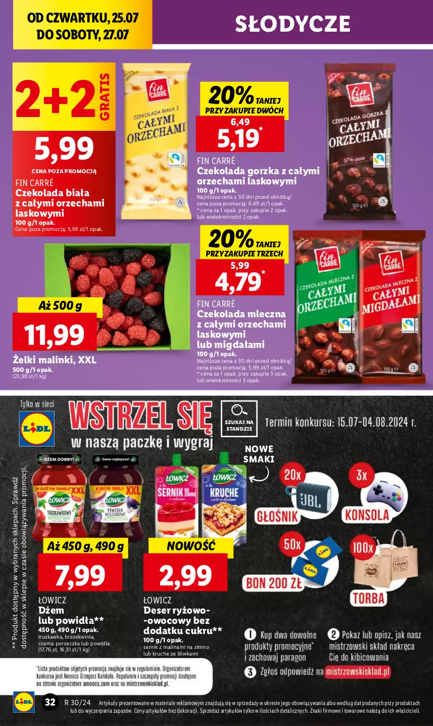 Gazetka promocyjna Lidl - GAZETKA - ważna 25.07 do 27.07.2024 - strona 38 - produkty: Czekolada, Czekolada gorzka, Czekolada mleczna, Deser, Dżem, Gra, Por, Ryż, Ser