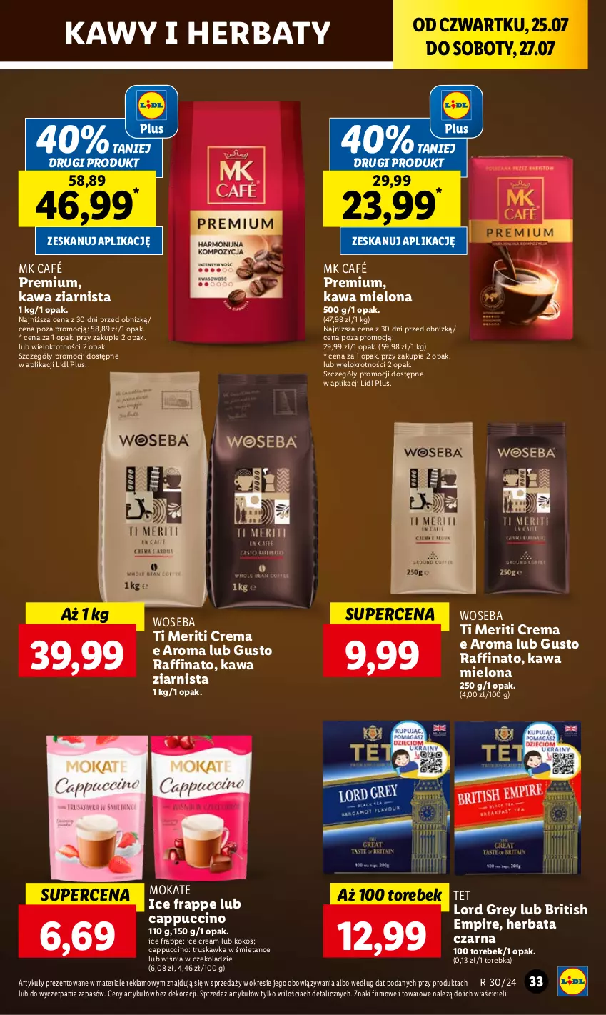 Gazetka promocyjna Lidl - GAZETKA - ważna 25.07 do 27.07.2024 - strona 39 - produkty: Brit, Cappuccino, Herbata, Herbata czarna, Kawa, Kawa mielona, Kawa ziarnista, Kokos, Torebka, Woseba