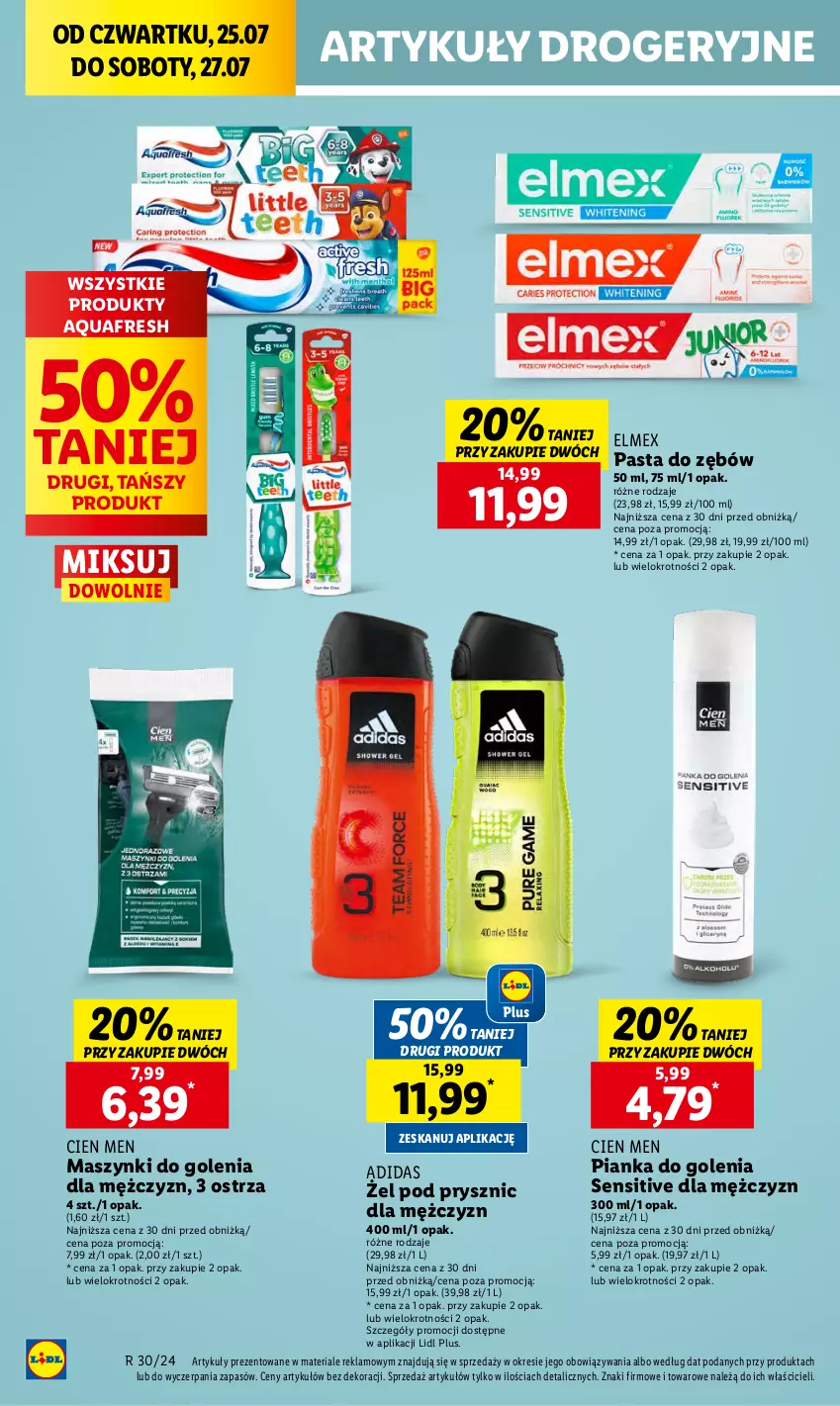 Gazetka promocyjna Lidl - GAZETKA - ważna 25.07 do 27.07.2024 - strona 42 - produkty: Adidas, Aquafresh, Elmex, Pasta do zębów, Pianka do golenia