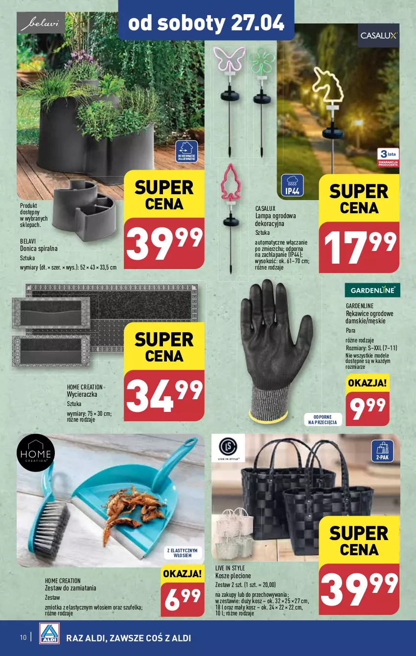 Gazetka promocyjna Aldi - Artykuły przemysłowe i tekstylia - ważna 24.04 do 27.04.2024 - strona 10 - produkty: Kosz, Lampa, Por, Rękawice, Sok, Szufelka, Wycieraczka