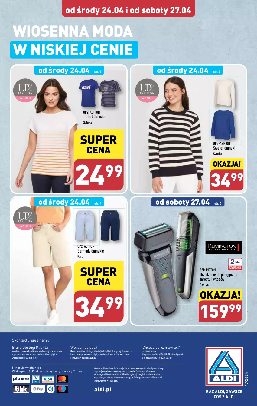 Gazetka promocyjna Aldi - Artykuły przemysłowe i tekstylia - ważna 24.04 do 27.04.2024 - strona 11 - produkty: Bermudy, Biuro, Fa, Moda, O nas, Por, Remington, Sweter, T-shirt