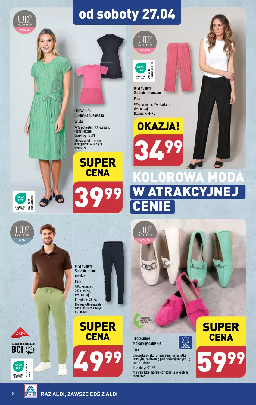 Gazetka promocyjna Aldi - Artykuły przemysłowe i tekstylia - ważna 24.04 do 27.04.2024 - strona 8 - produkty: Fa, K2, Moda, Mokasyny, Spodnie, Sukienka, Wełna