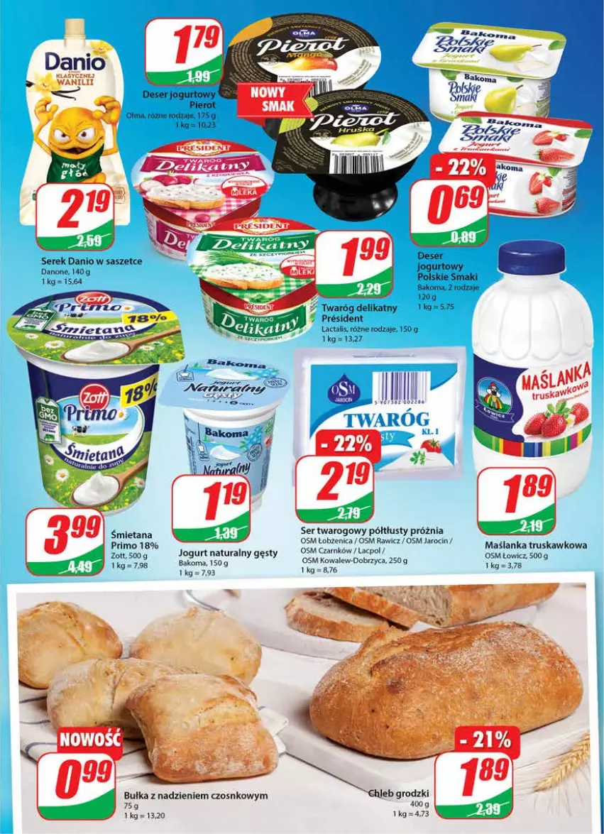 Gazetka promocyjna Dino - Gazetka - ważna 28.07 do 03.08.2021 - strona 11 - produkty: Bakoma, Bułka, Danio, Danone, Jogurt, Jogurt naturalny, Ser, Ser twarogowy, Serek, Twaróg, Twaróg delikatny