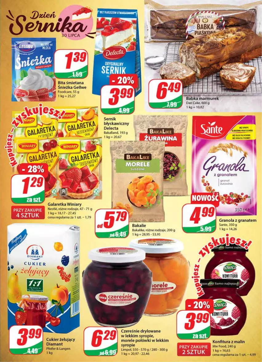 Gazetka promocyjna Dino - Gazetka - ważna 28.07 do 03.08.2021 - strona 5 - produkty: Babka, Dan Cake, Delecta, Diamant, Gala, Galaretka, Gra, Granat, Granola, Sante, Ser, Syrop, Winiary