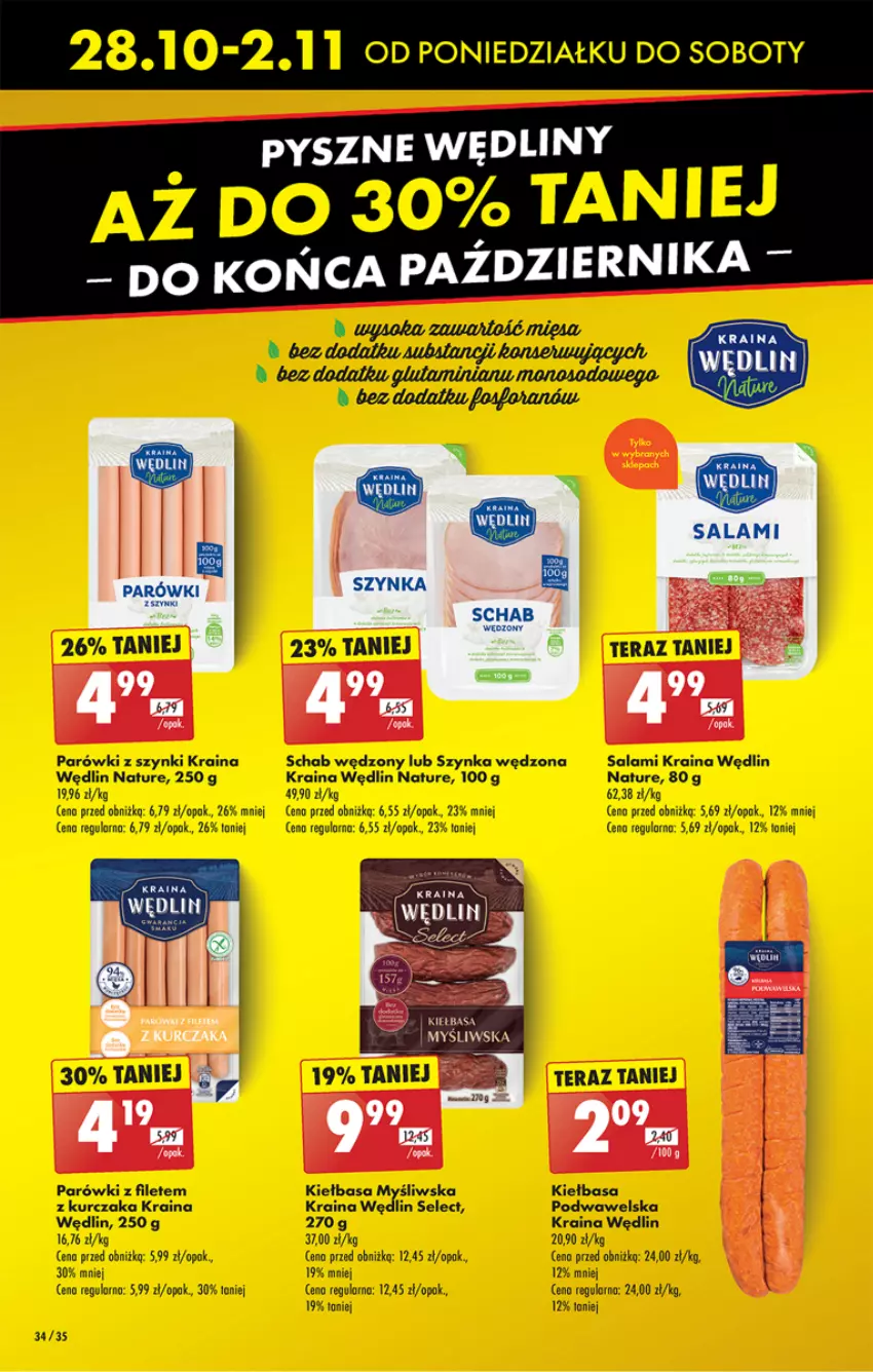 Gazetka promocyjna Biedronka - Od poniedzialku - ważna 28.10 do 02.11.2024 - strona 44 - produkty: Kiełbasa, Kiełbasa podwawelska, Kurczak, Parówki, Parówki z szynki, Salami, Szynka, Tera, Wawel