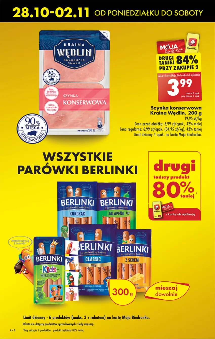 Gazetka promocyjna Biedronka - Od poniedzialku - ważna 28.10 do 02.11.2024 - strona 6 - produkty: Berlinki, Dron, Parówki, Ser, Szynka, Szynka konserwowa