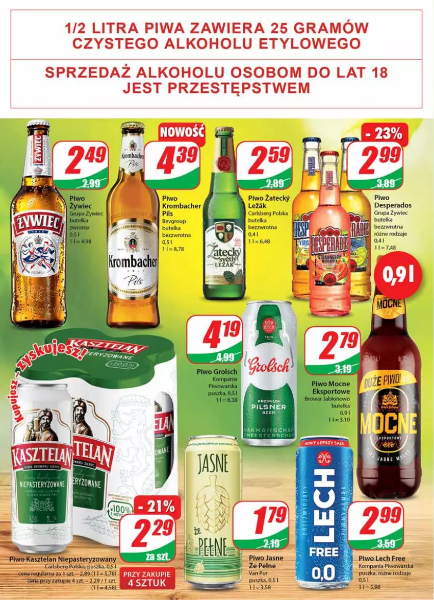 Gazetka promocyjna Dino - Gazetka - ważna 20.10 do 26.10.2021 - strona 16 - produkty: Carlsberg, Desperados, Kasztelan, Piwo, Piwo jasne, Pur