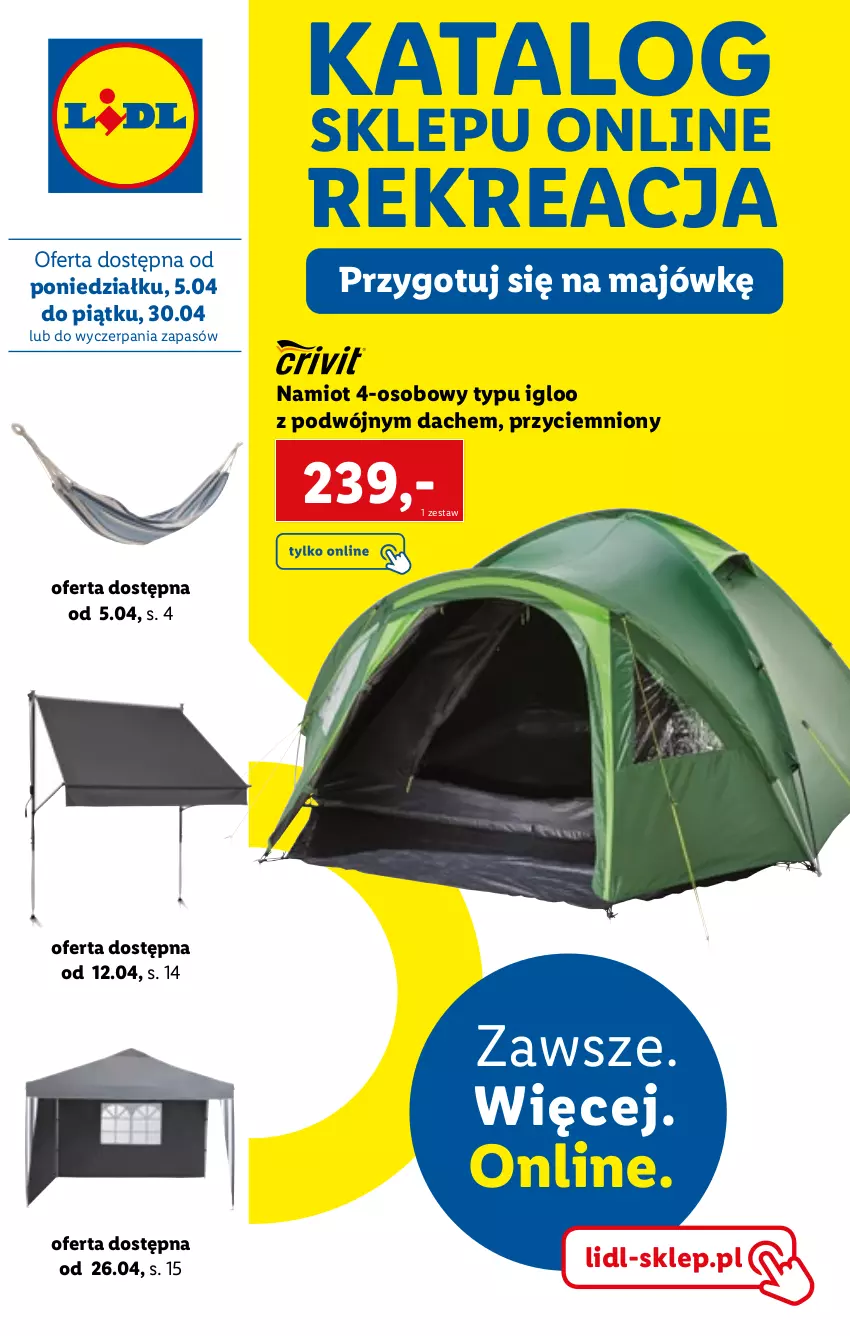 Gazetka promocyjna Lidl - KATALOG SKLEPU ONLINE - ważna 06.04 do 30.04.2021 - strona 1 - produkty: Namiot