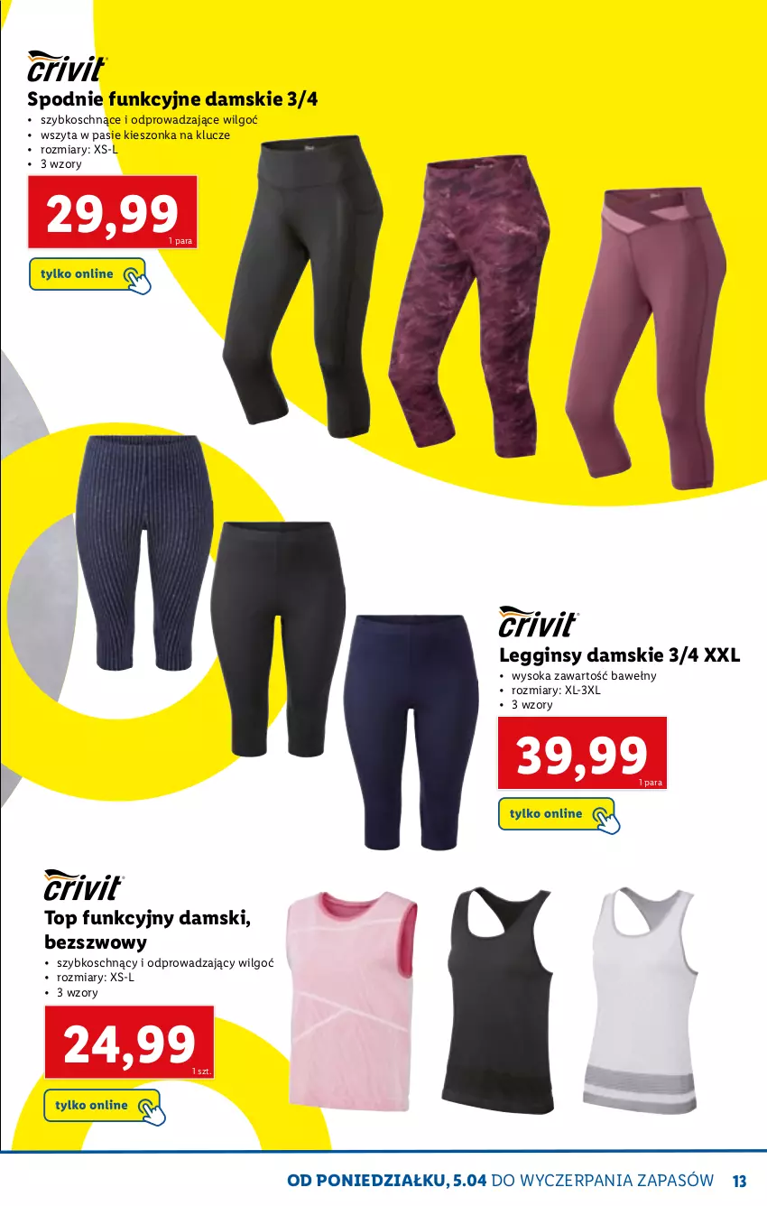 Gazetka promocyjna Lidl - KATALOG SKLEPU ONLINE - ważna 06.04 do 30.04.2021 - strona 13 - produkty: Gin, Legginsy, LG, Sok, Spodnie, Top