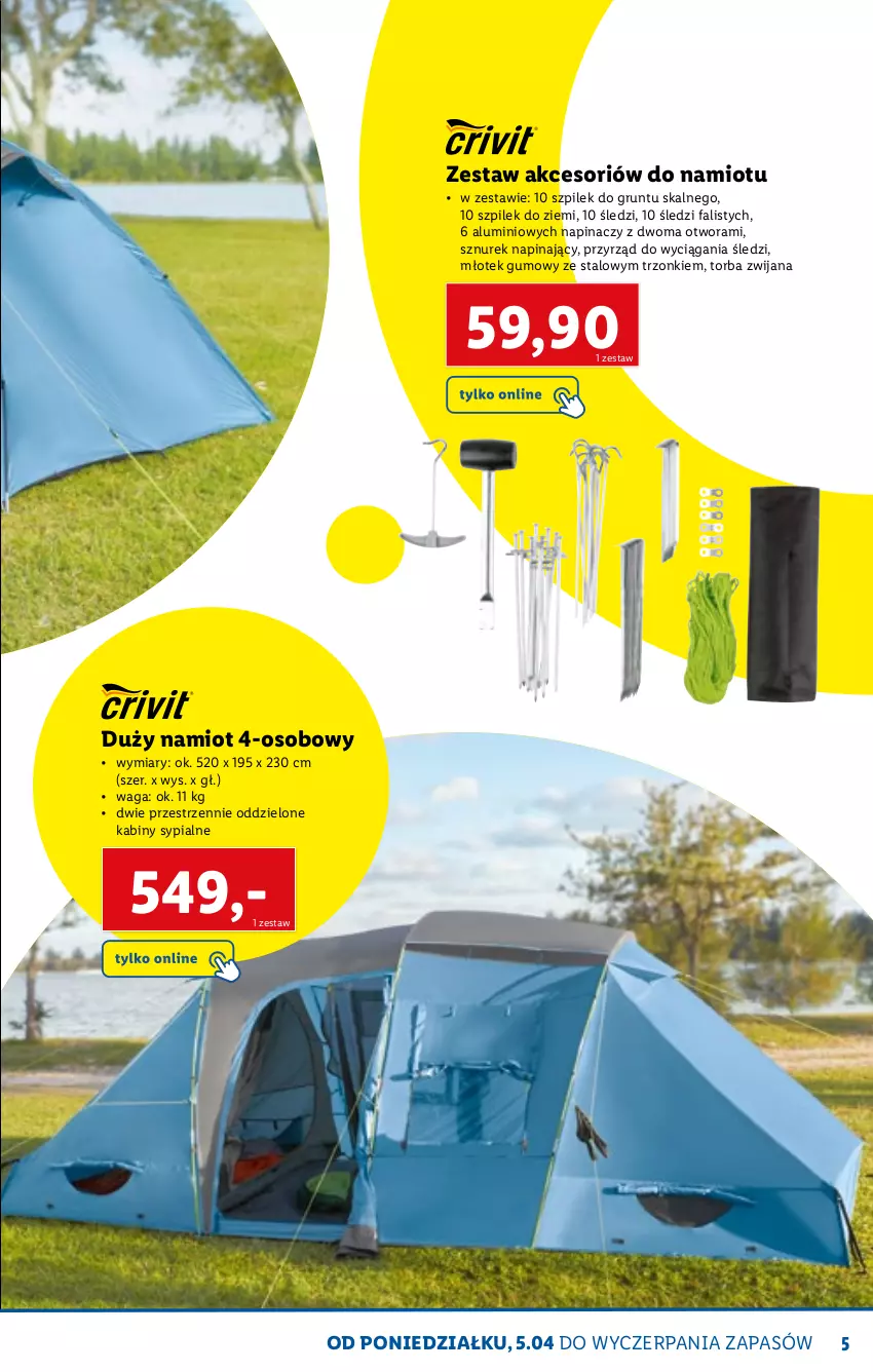 Gazetka promocyjna Lidl - KATALOG SKLEPU ONLINE - ważna 06.04 do 30.04.2021 - strona 5 - produkty: Fa, Grunt, Młot, Młotek, Namiot, Sznurek, Torba, Waga