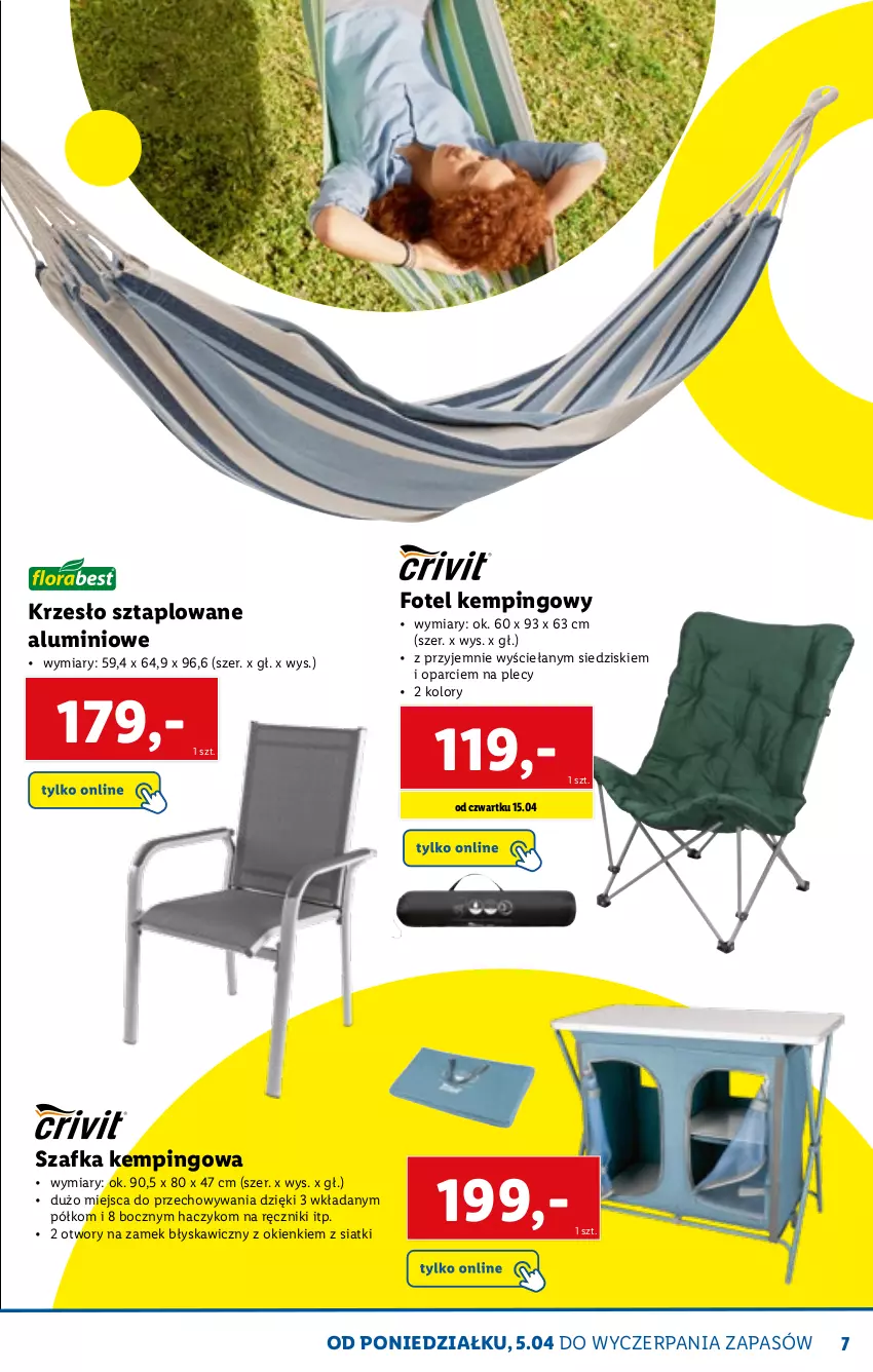 Gazetka promocyjna Lidl - KATALOG SKLEPU ONLINE - ważna 06.04 do 30.04.2021 - strona 7 - produkty: Fotel, Fotel kempingowy, Haczyk, Krzesło, Ręcznik, Szafka