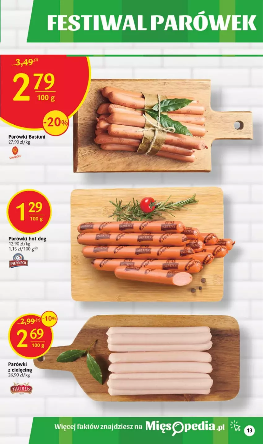 Gazetka promocyjna Delikatesy Centrum - Gazetka DC28 - ważna 20.07 do 26.07.2023 - strona 13 - produkty: Fa, Hot dog, Parówki, Parówki hot dog