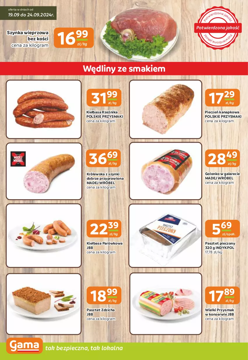 Gazetka promocyjna Gama - Gazetka Gama - ważna 19.09 do 01.10.2024 - strona 2 - produkty: Gala, Gra, Kiełbasa, Madej Wróbel, Pasztet, Piec, Przysmaki, Ser, Szynka, Szynka wieprzowa