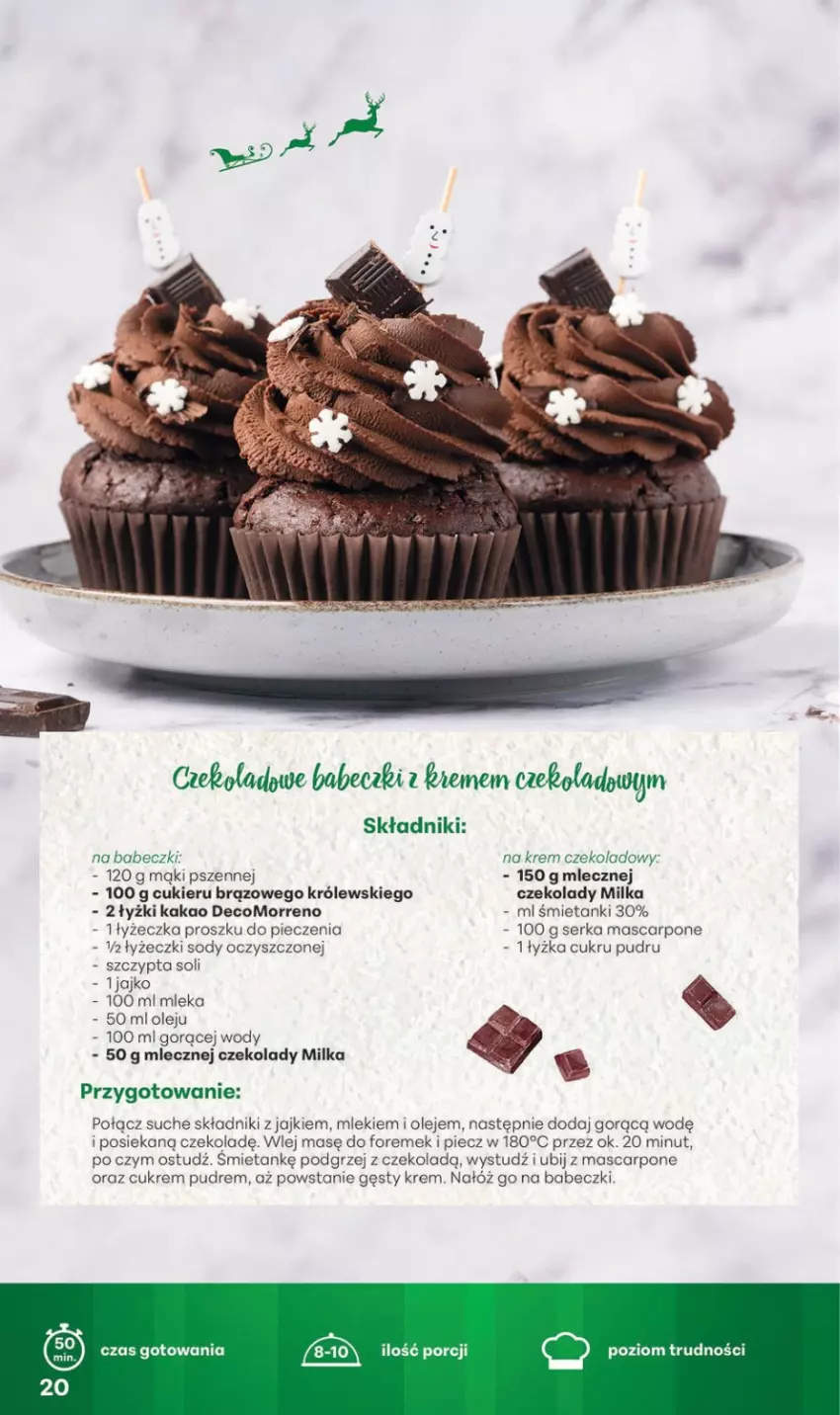 Gazetka promocyjna Delikatesy Centrum - Katalog Przepisy na Bliskie Święta Franczyza DC48-DC49-DC50 - ważna 27.11 do 17.12.2025 - strona 20 - produkty: Babeczki, Cukier, Kakao, Królewski, Mascarpone, Milka, Olej, Piec, Por, Ser