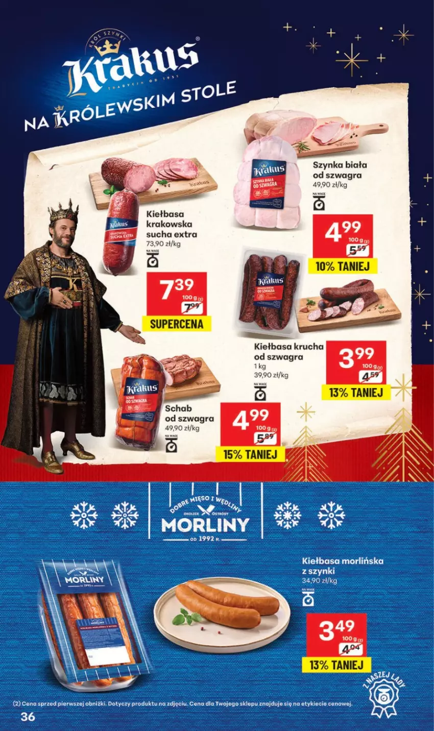 Gazetka promocyjna Delikatesy Centrum - Katalog Przepisy na Bliskie Święta Franczyza DC48-DC49-DC50 - ważna 27.11 do 17.12.2025 - strona 36 - produkty: Gra, Kiełbasa, Kiełbasa krakowska, Kiełbasa krucha, Morliny, Szynka, Szynka biała