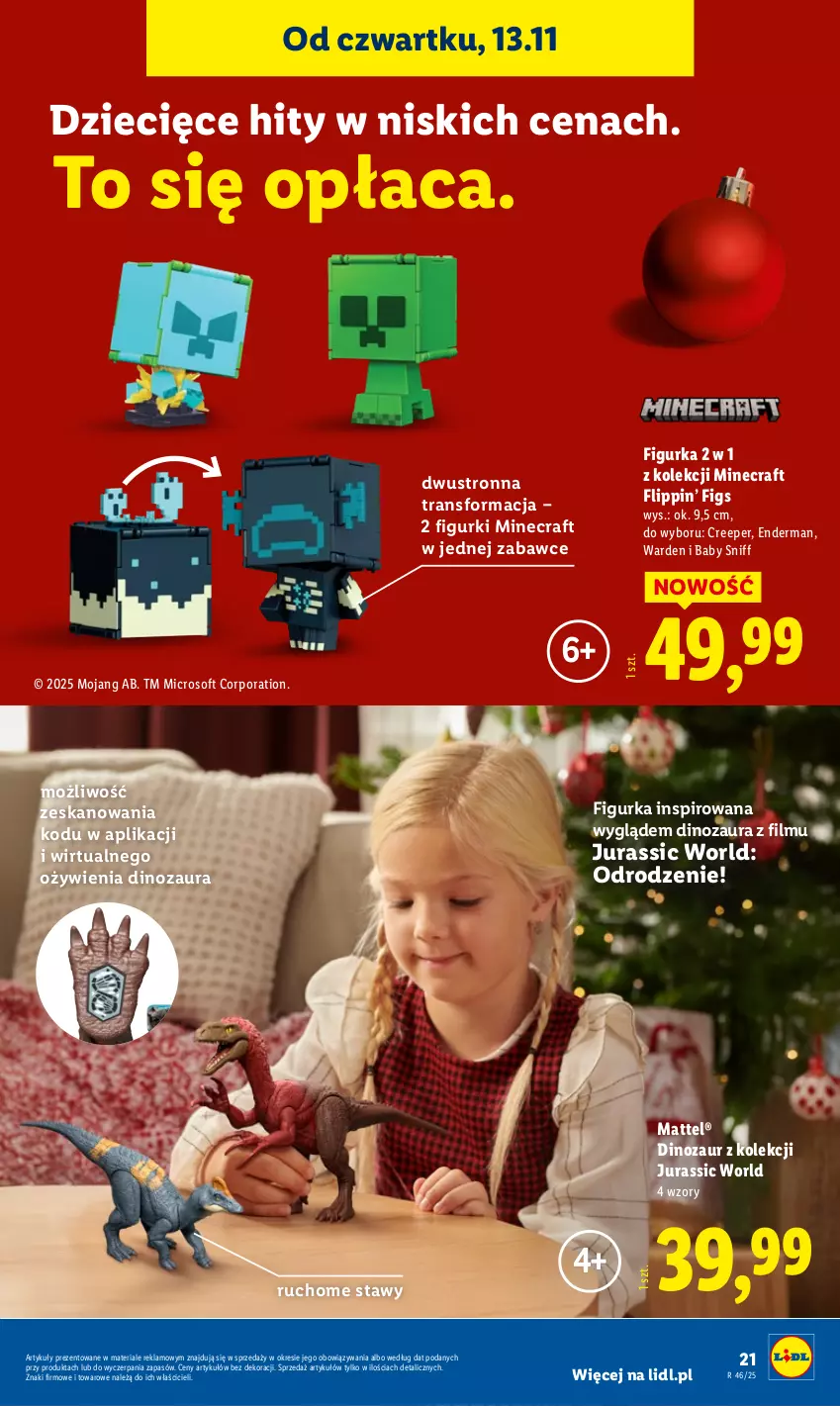 Gazetka promocyjna Lidl - Katalog Zabawki - ważna 03.11 do 24.12.2025 - strona 21 - produkty: Dinozaur, Dzieci, Jurassic World, Mattel, Minecraft, Por, Tran