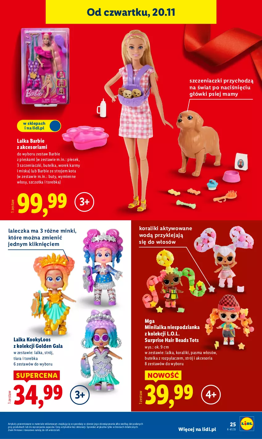 Gazetka promocyjna Lidl - Katalog Zabawki - ważna 03.11 do 24.12.2025 - strona 25 - produkty: Barbie, Buty, Gala, Klej, L.O.L., Lalka, Miska, Szczotka, Torebka