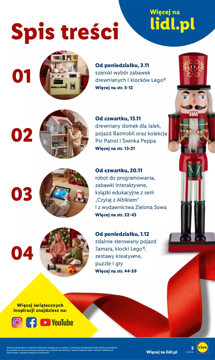 Gazetka promocyjna Lidl - Katalog Zabawki - ważna 03.11 do 24.12.2025 - strona 3 - produkty: Domek dla lalek, Gra, Gry, Inka, Klocki, LEGO, Mobil, Pojazd, Psi Patrol, Puzzle, Robot, Ser, Tera