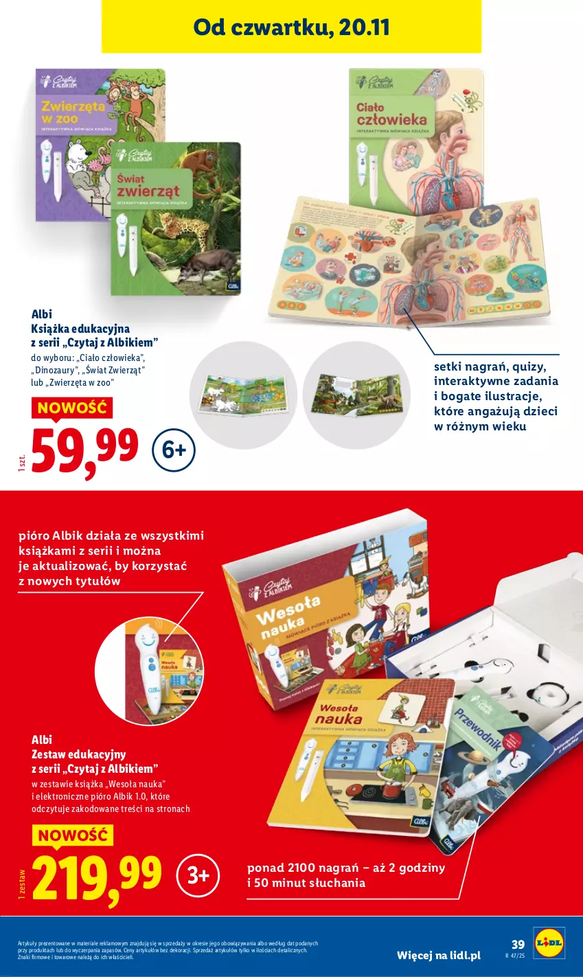 Gazetka promocyjna Lidl - Katalog Zabawki - ważna 03.11 do 24.12.2025 - strona 39 - produkty: Dinozaur, Dzieci, Gra, Książka, Quiz, Ser, Tera, Zwierzęta