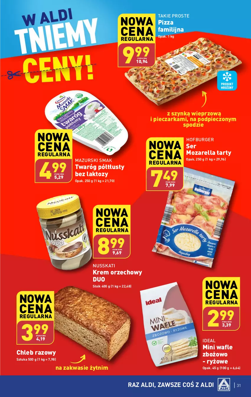 Gazetka promocyjna Aldi - Pełna oferta - ważna 19.02 do 24.02.2024 - strona 31 - produkty: Burger, Chleb, Fa, Hofburger, Krem orzechowy, Piec, Pieczarka, Pizza, Ryż, Ser, Twaróg, Twaróg półtłusty, Wafle