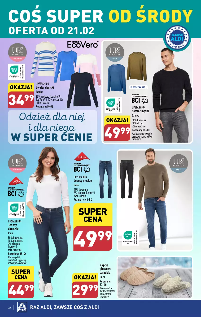 Gazetka promocyjna Aldi - Pełna oferta - ważna 19.02 do 24.02.2024 - strona 36 - produkty: Fa, Kapcie, Sweter, Wełna