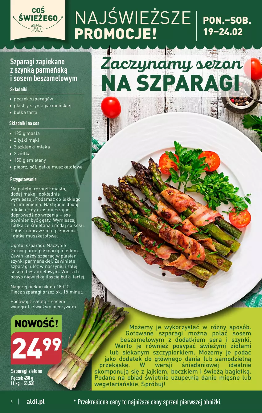 Gazetka promocyjna Aldi - Pełna oferta - ważna 19.02 do 24.02.2024 - strona 6 - produkty: Bułka, Bułka tarta, Danio, Gałka, Lanki, Masło, Mleko, Mus, Naczynie żaroodporne, Piec, Piekarnik, Pieprz, Por, Rum, Sałat, Ser, Sól, Sos, Tarta