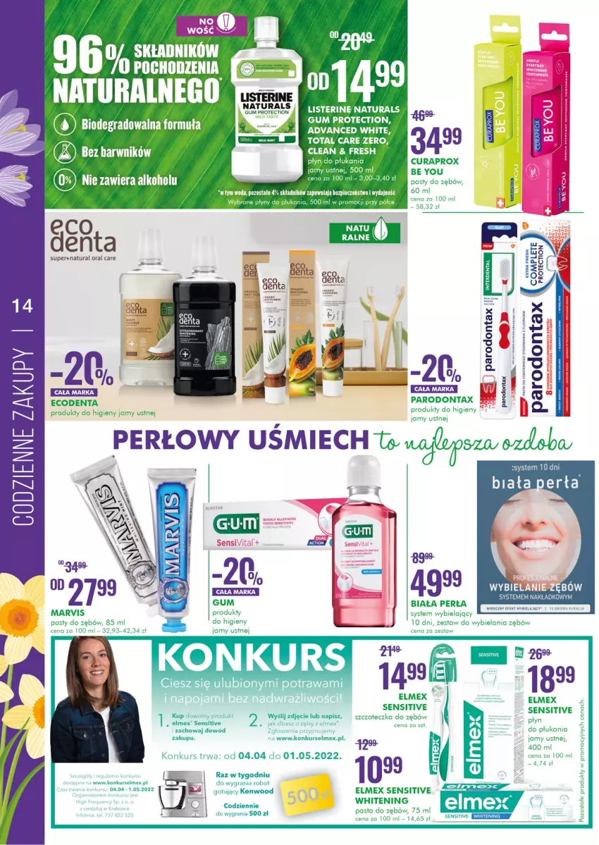 Gazetka promocyjna Super Pharm - Gazetka - ważna 07.04 do 20.04.2022 - strona 14 - produkty: Curaprox, Ecodenta, Elmex, Fa, Gra, LG, Listerine, Ozdoba, Parodontax, Pasta do zębów, Perła, Robot, Szczoteczka, Szczoteczka do zębów