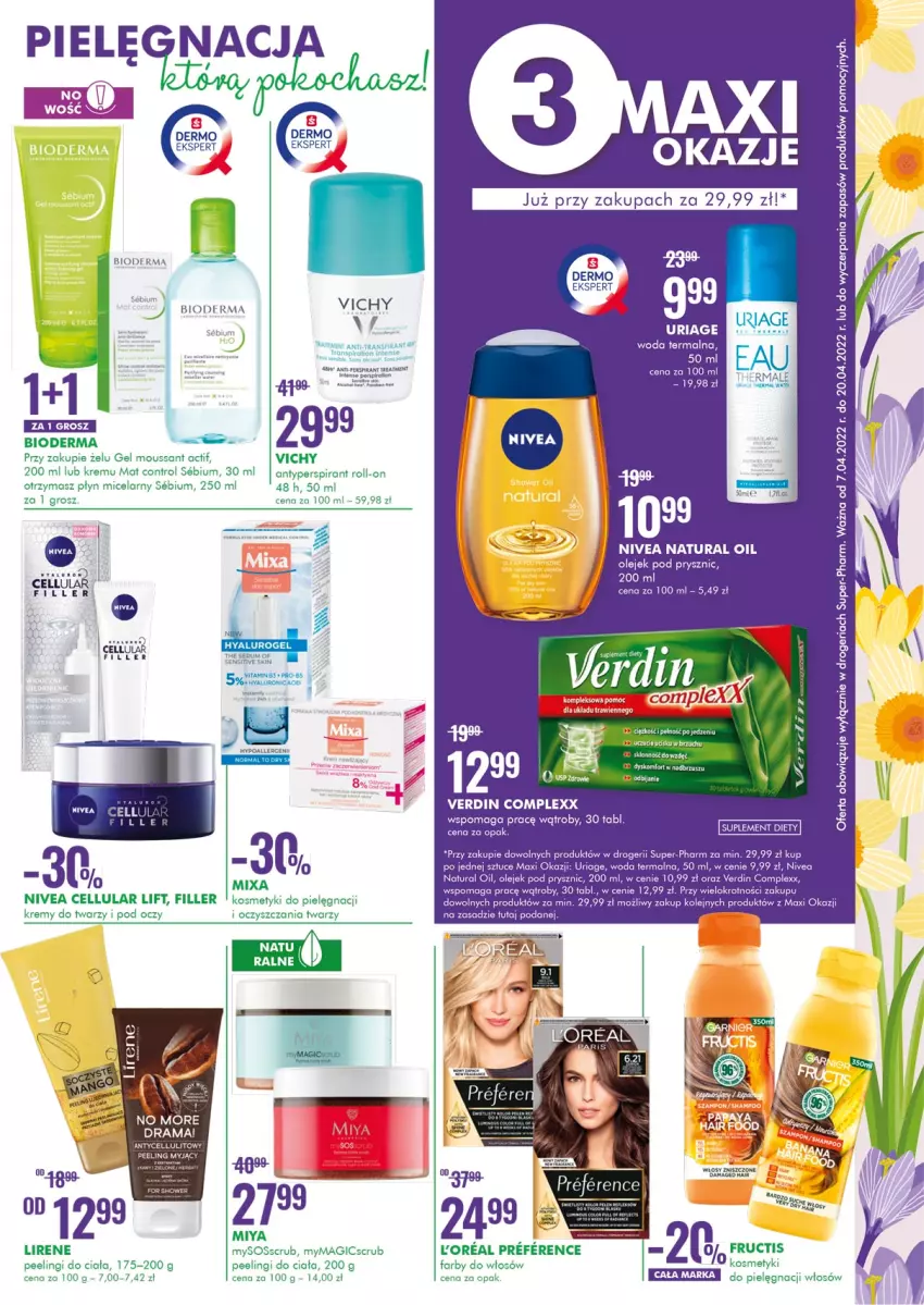 Gazetka promocyjna Super Pharm - Gazetka - ważna 07.04 do 20.04.2022 - strona 3 - produkty: Bioderma, Fa, Figi, Nivea, Olej, Olejek pod prysznic, Rama, Ser, Suplement diety, Vichy, Woda