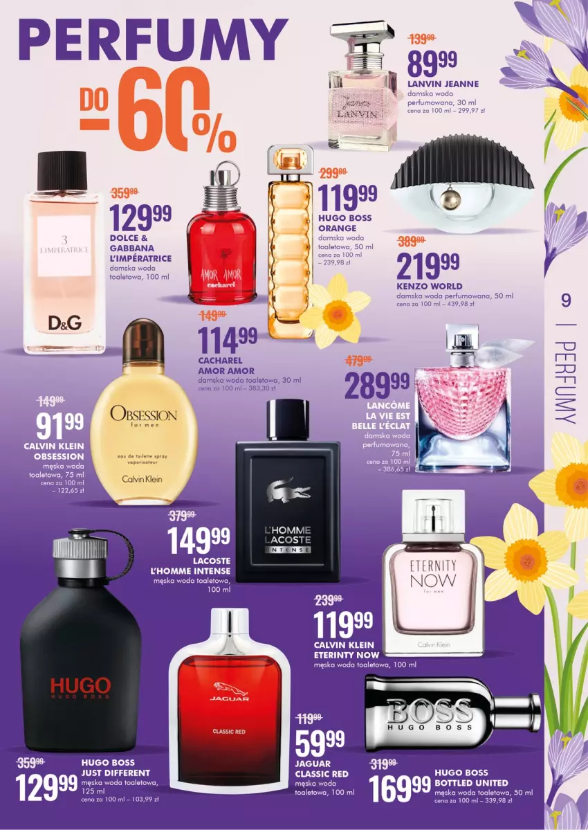 Gazetka promocyjna Super Pharm - Gazetka - ważna 07.04 do 20.04.2022 - strona 9 - produkty: Cacharel, Calvin Klein, Fa, Hugo Boss, Jaguar, Kenzo, Lacoste, Lanvin, Perfum, Por, Ser, SESSIO, Woda, Woda perfumowana, Woda toaletowa