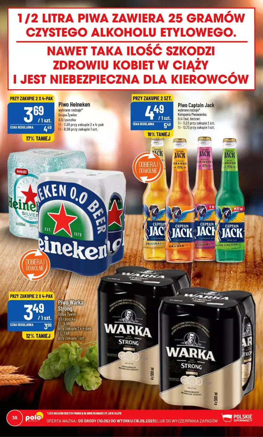 Gazetka promocyjna PoloMarket - Gazetka pomocyjna - ważna 10.05 do 16.05.2023 - strona 38 - produkty: Captain Jack, Gra, Heineken, Piec, Piwa, Piwo