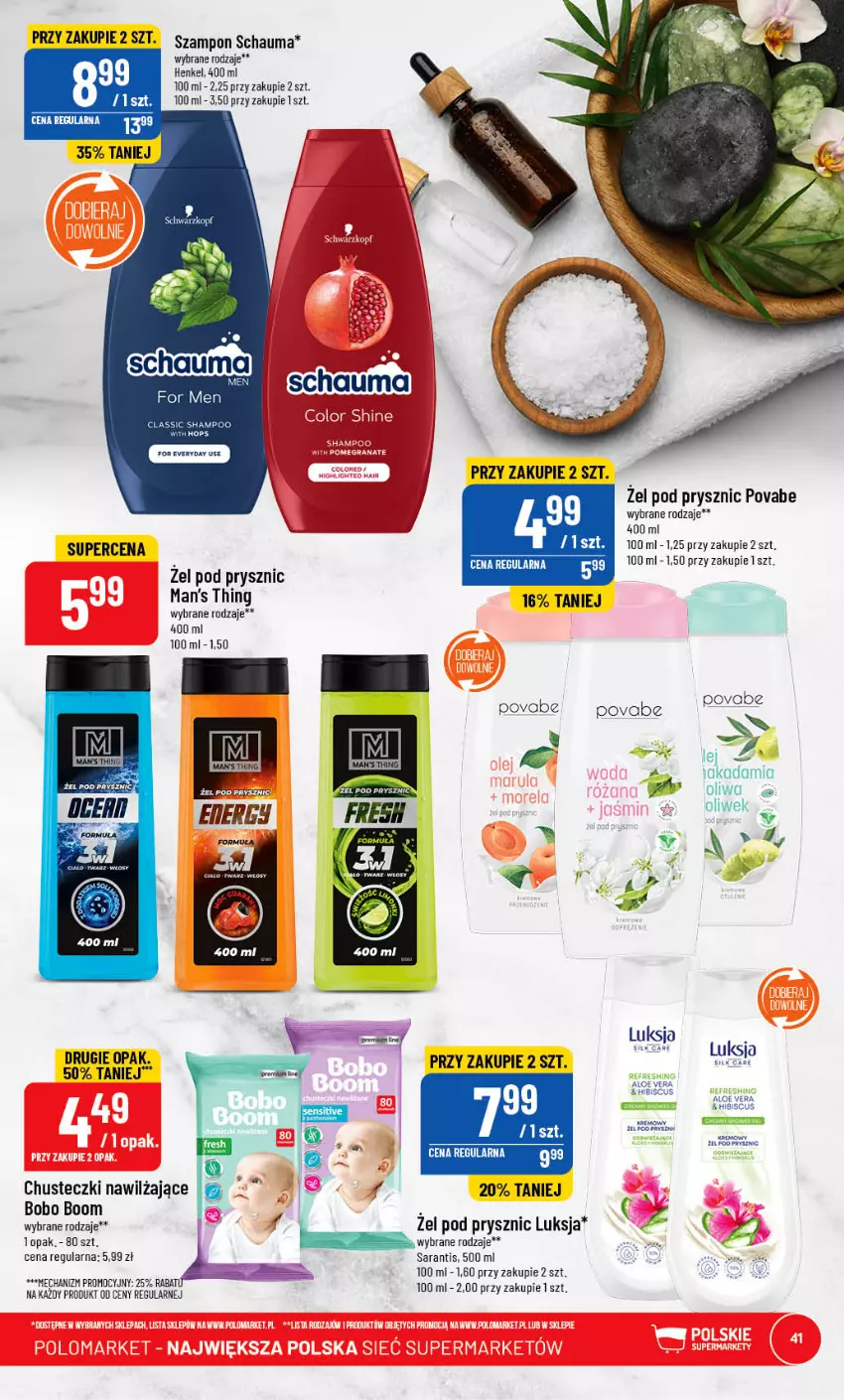 Gazetka promocyjna PoloMarket - Gazetka pomocyjna - ważna 10.05 do 16.05.2023 - strona 41 - produkty: Aloe vera, Chusteczki, Luksja, Schauma, Szampon