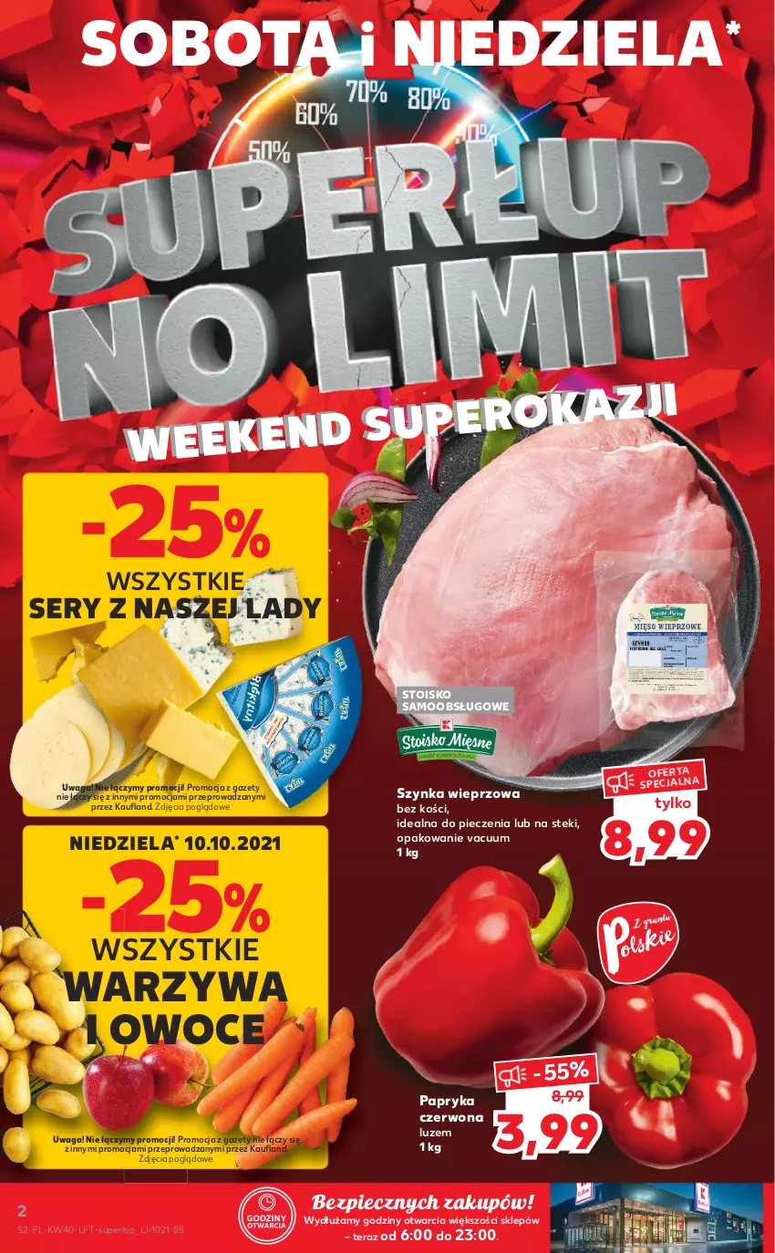 Gazetka promocyjna Kaufland - OFERTA TYGODNIA - ważna 07.10 do 13.10.2021 - strona 2 - produkty: Owoce, Papryka, Papryka czerwona, Piec, Ser, Stek, Szynka, Szynka wieprzowa, Tera, Waga, Warzywa, Warzywa i owoce